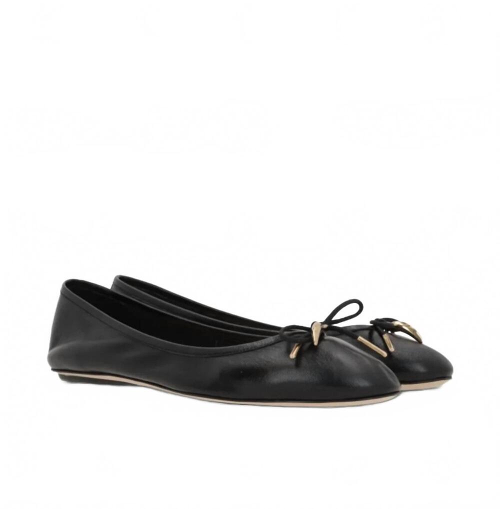 NEW CHLOE women's leather ballerina shoes in 001 black